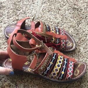 Sam Edelman Gladiator Sandals Linny Brown Painted